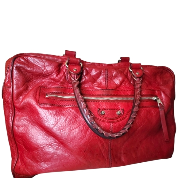 Balenciaga Handbags - Balenciaga Vintage Red Leather Carryall Laptop Tote